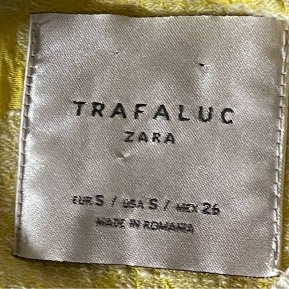 Zara Trafaluc‎ Yellow Jacquard Top Floral Texture Coquettecore Size Small - Picture 7 of 10